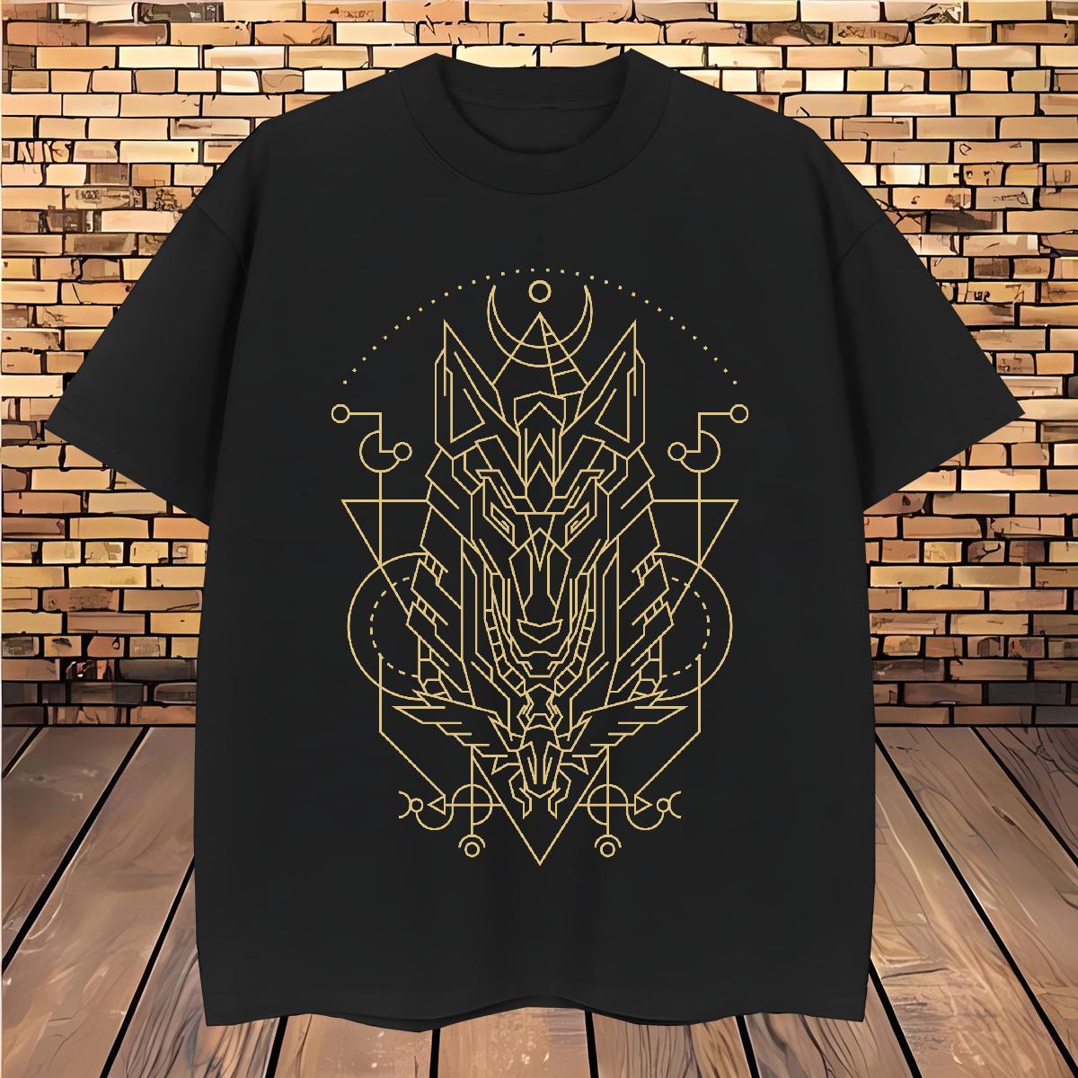 Men T Shirts 230g 100% Cotton Geometric line Summer Casual Short Sleeve O-Neck Skull Men Tees Fashion Loose Polos