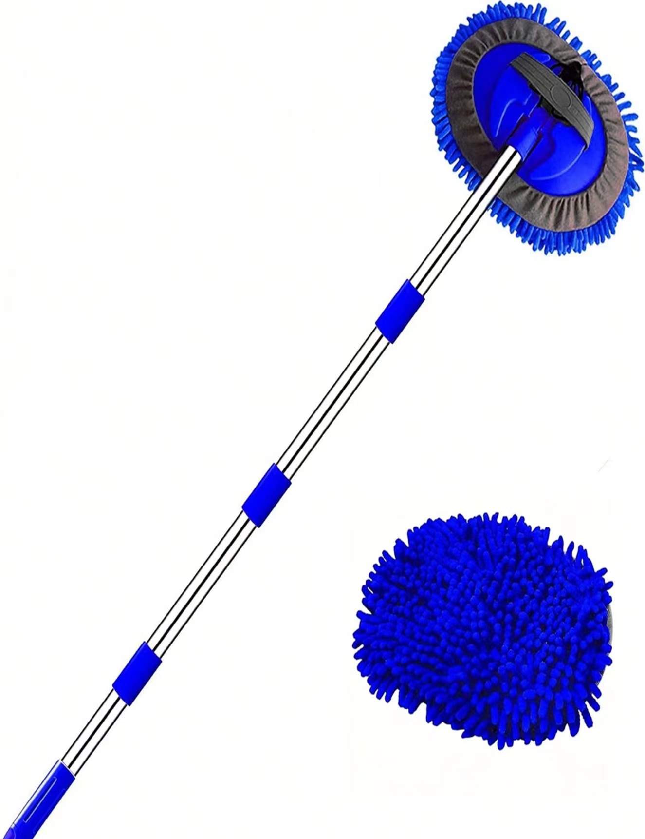 4-section detachable car wash mop with a chenille brush head. Retractable car cleaning mop
