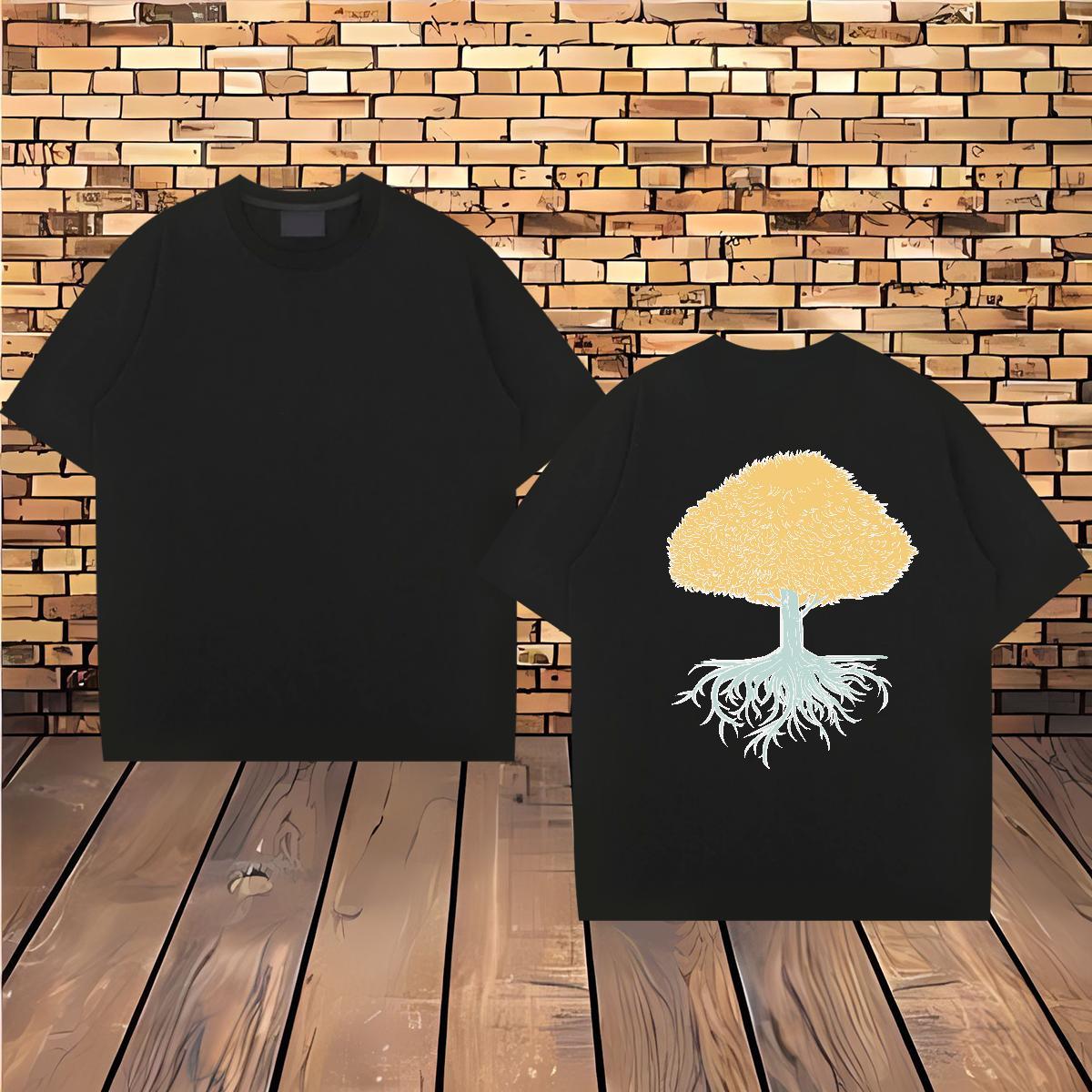 2024 Designer T Shirt For Man 230g Pure Cotton tree Casual Tops Shirt Crew Neck Breathable Loose Fit Tshirt for Man Woman Black Oversized