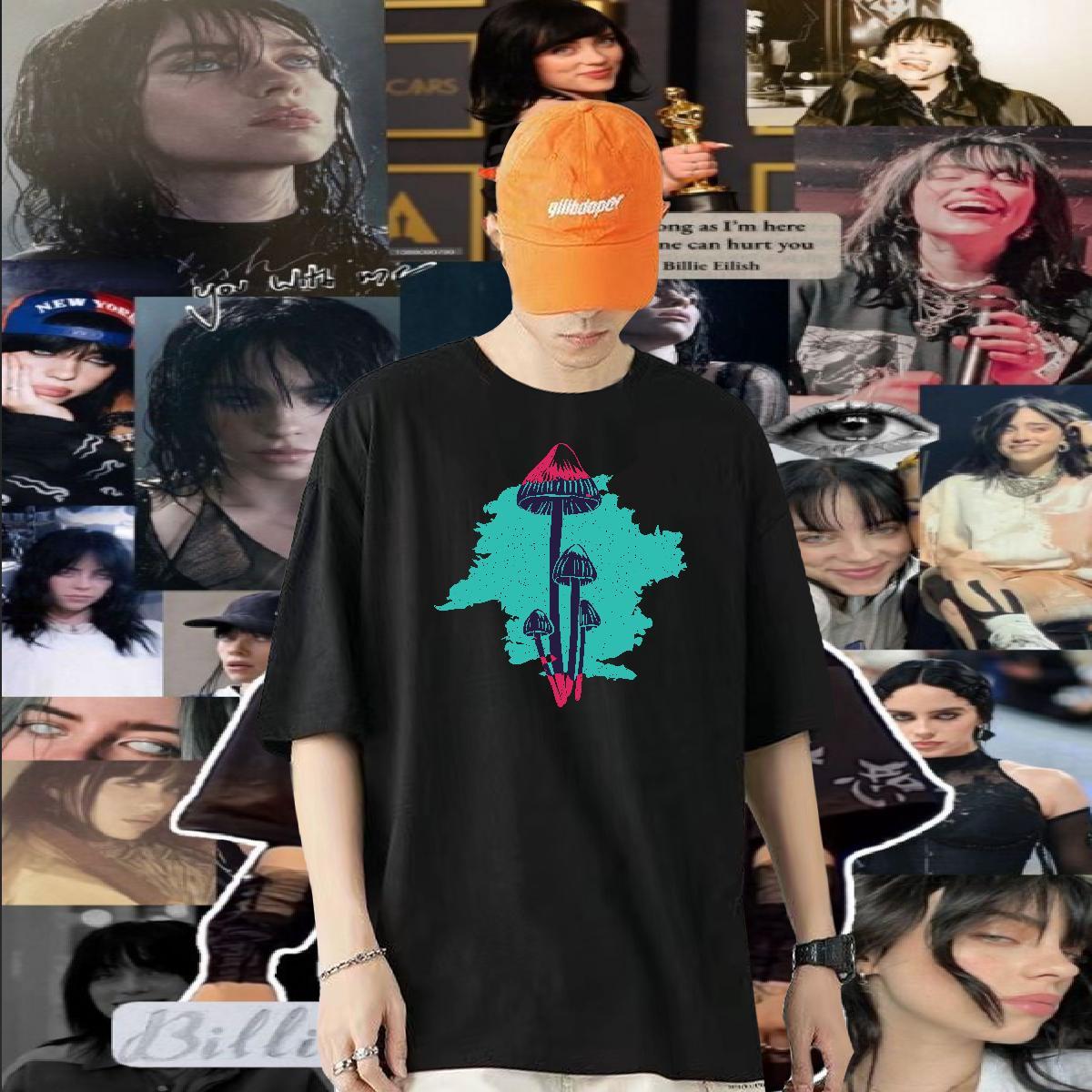 Fashion Design Mens T Shirts 100% Cotton 230g mushroom Street Casual Tops Tees Short Sleeve Soft Brand Men Tees Black White