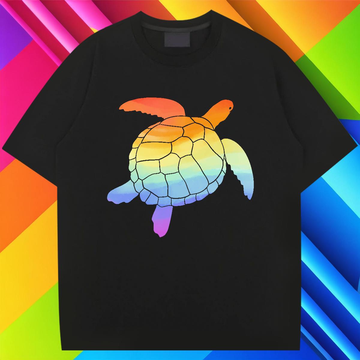 Brand Tshirt for Man Woman 100% Cotton 230g Street tortoise Cartoon Print Crew Neck 2024 Summer T Shirts Men Tops