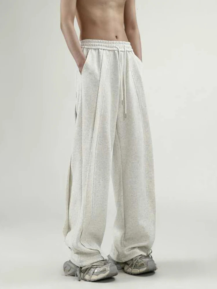 HOUZHOU Wide Leg Sweatpants Men Oversize Gray Sports Pants Sportswear Casual Trousers Male Loose Korean Streetwear Hip Hop 240806