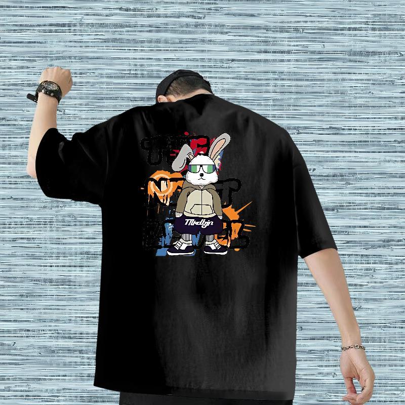 2024 Summer Man T Shirts 230g 100% Cotton rabbit Sports Casual Wear Breathable Short Sleeve High Quality Couples T Shirts DIY