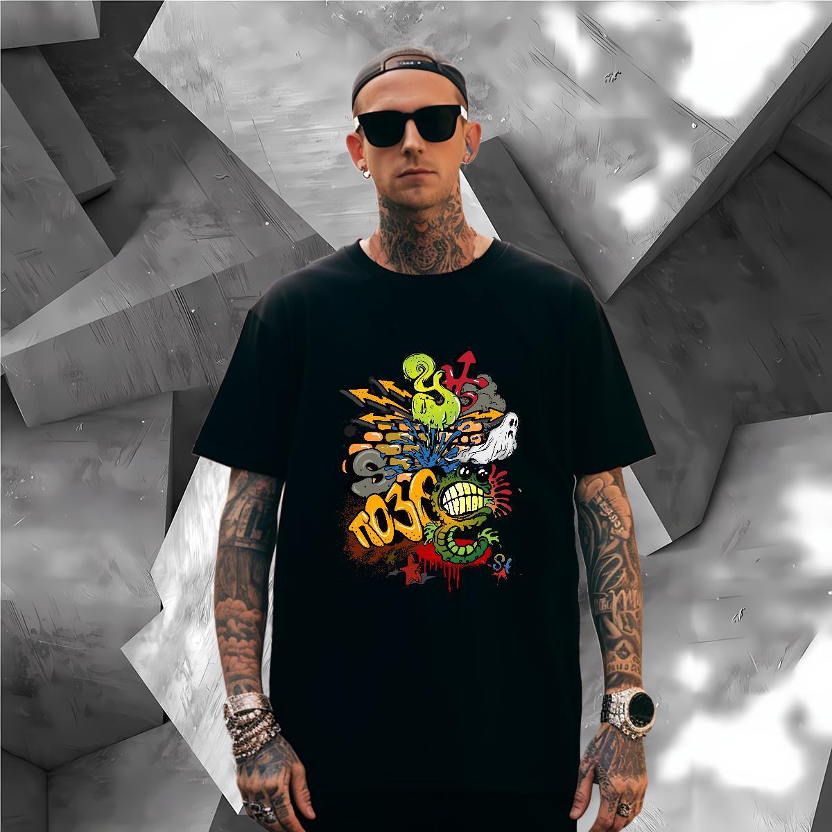 T Shirt For Man 230g 100% Cotton painting Summer Casual Crew Neck Breathable White Plus Size Couples T Shirts Fashion Designer Loose Fit Tees