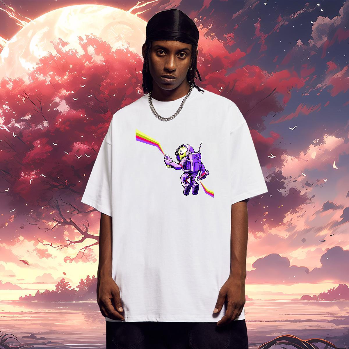 T shirt 230g 100% Cotton universe Hip Hop Breathable Crew Neck Cartoon Print Tshirt for Man Woman Factory Direct Wholesale Tops