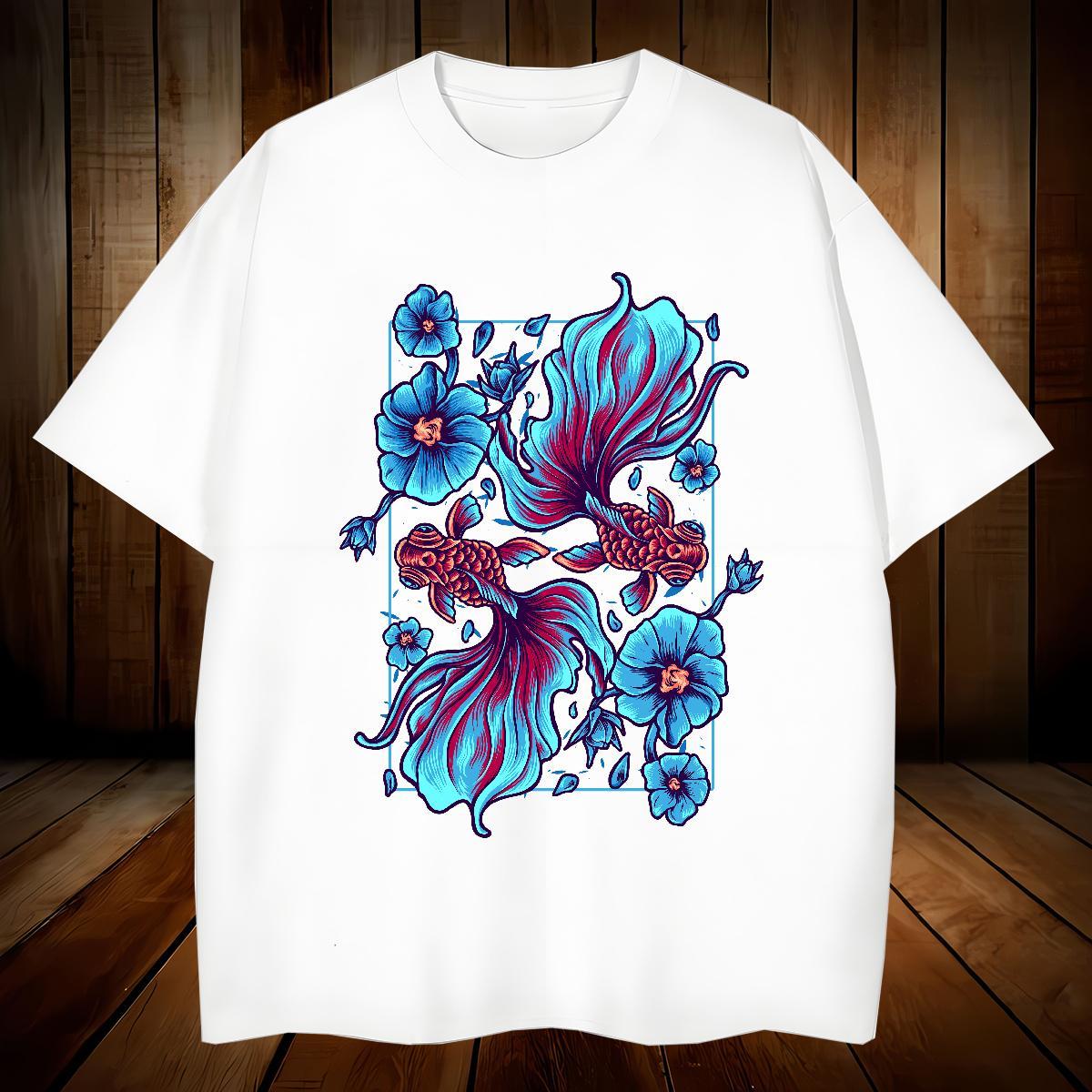 T-Shirts 230g Cotton Outdoor Round Neck Short Sleeve Black White Men Clothes T-Shirt Brand Soft Tops Shirt