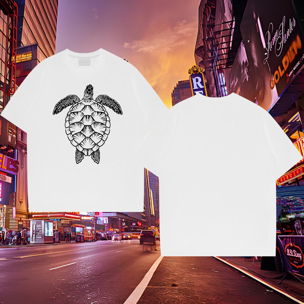 Loose Fit Men Clothes T-Shirt 100% Cotton 230g tortoise T shirt Casual Beach Breathable Soft Custom Anime New Arrival Tees Shirts