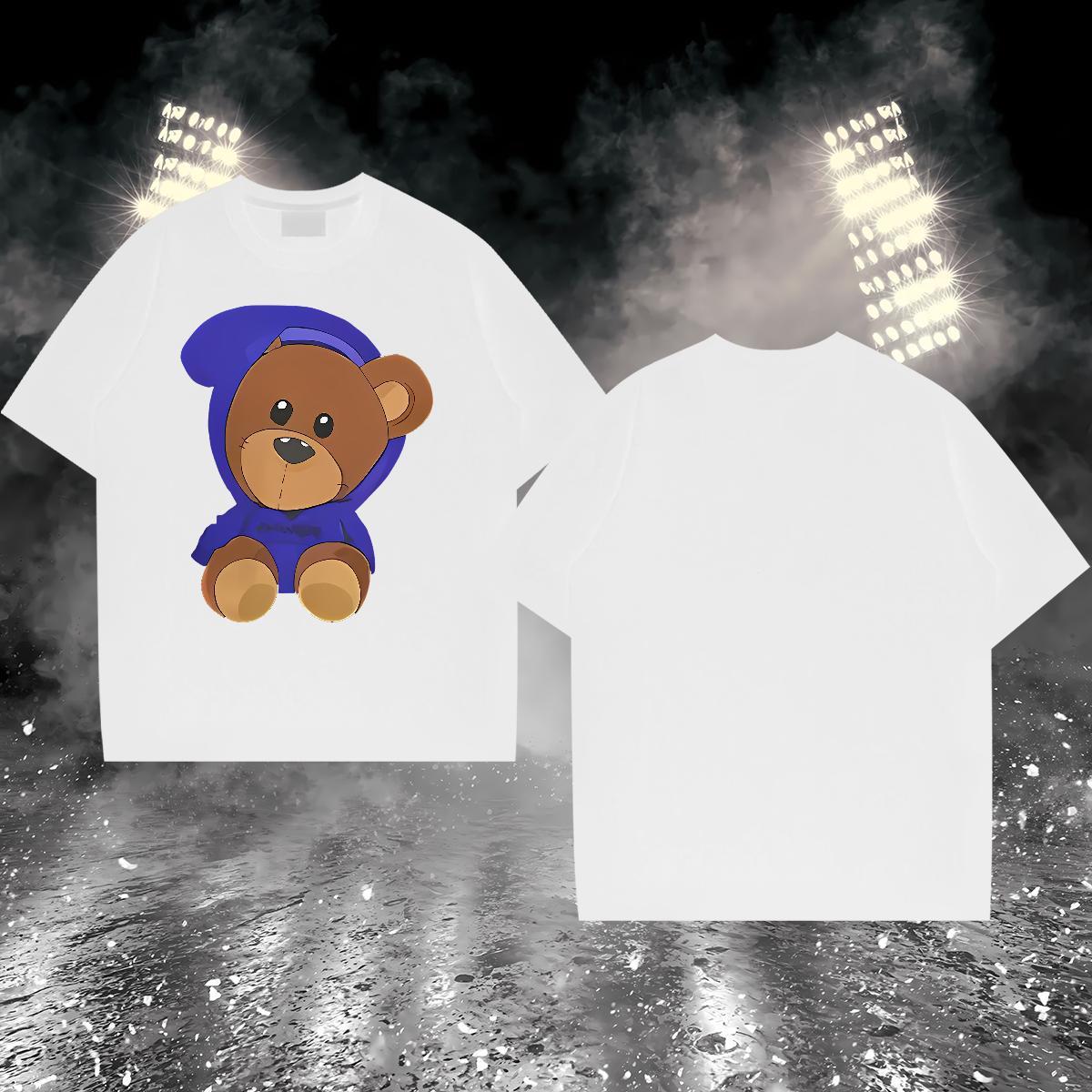 T-Shirts for Men 230g Cotton bear Sport Short Sleeve O-Neck Custom Big Size Men Tees 2024 DIY Wholesale Wear