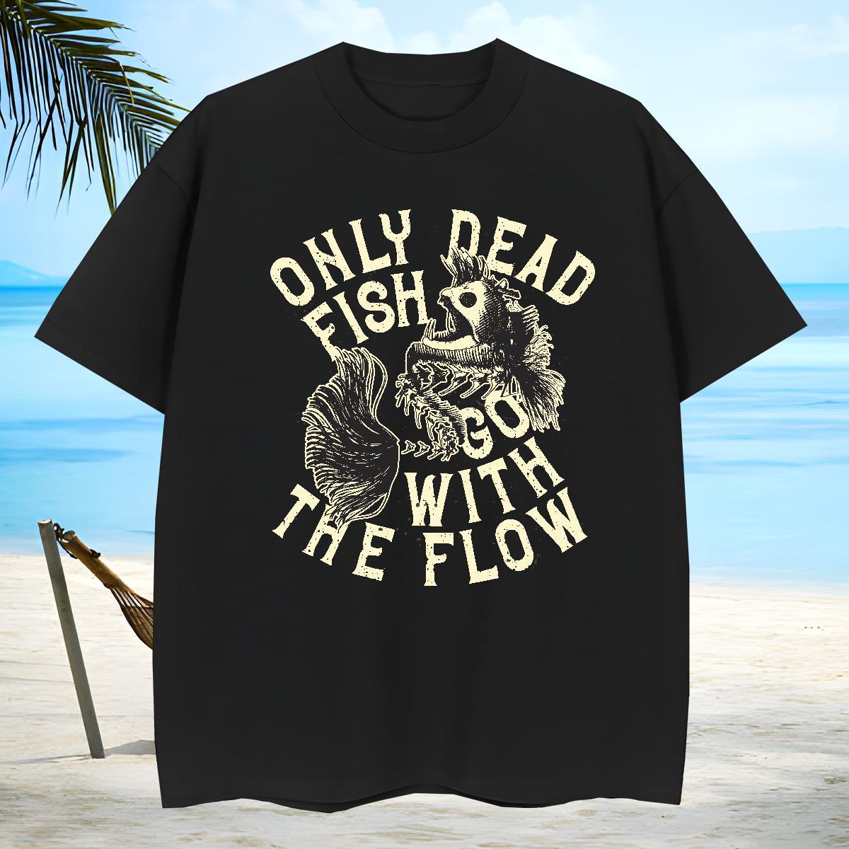 Designer Men Tshirts 100% Cotton 230g fish Man T Shirts Casual Beach Short Sleeve Soft Cartoon Print Free Shipping Clothes