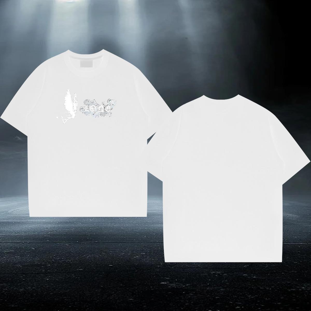 Designer T Shirts Men 230g Cotton Butterfly Sports Casual Tops Round Neck Short Sleeve Loose Men Tshirts Plus Size Custom