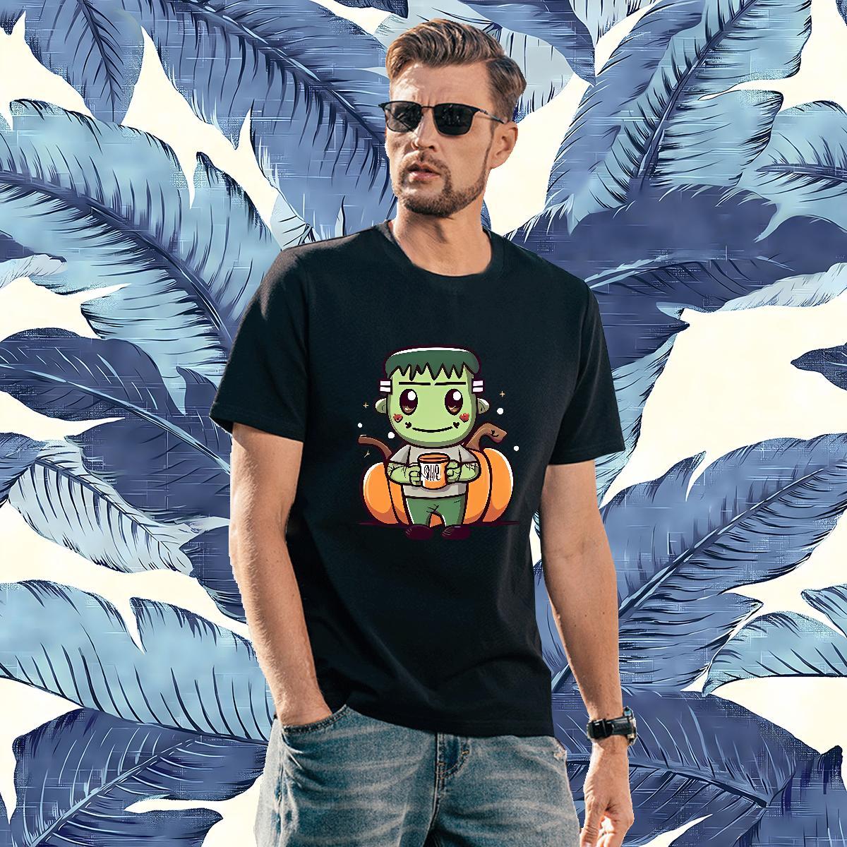 Fashion Mens T Shirts 230g 100% Cotton halloween Street Casual Tops Pure Cotton Designer Mens Tshirts DIY Printed