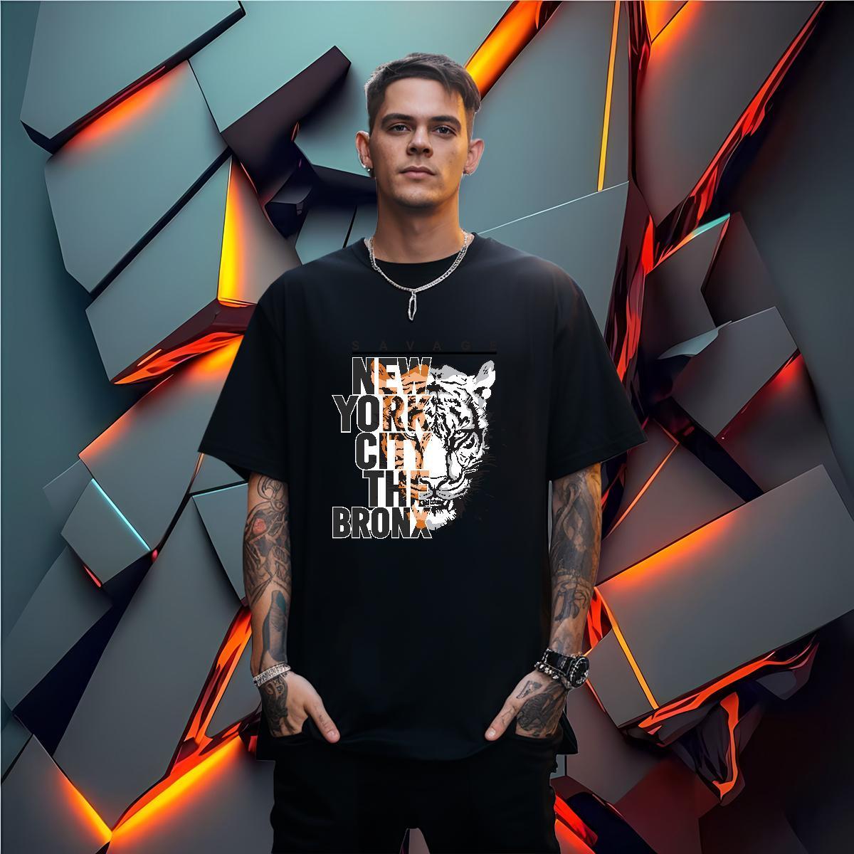 T-Shirts for Men 230g Cotton tiger Street Breathable Soft Custom Big Size Men Tees Designer Fashion High Quality Tops