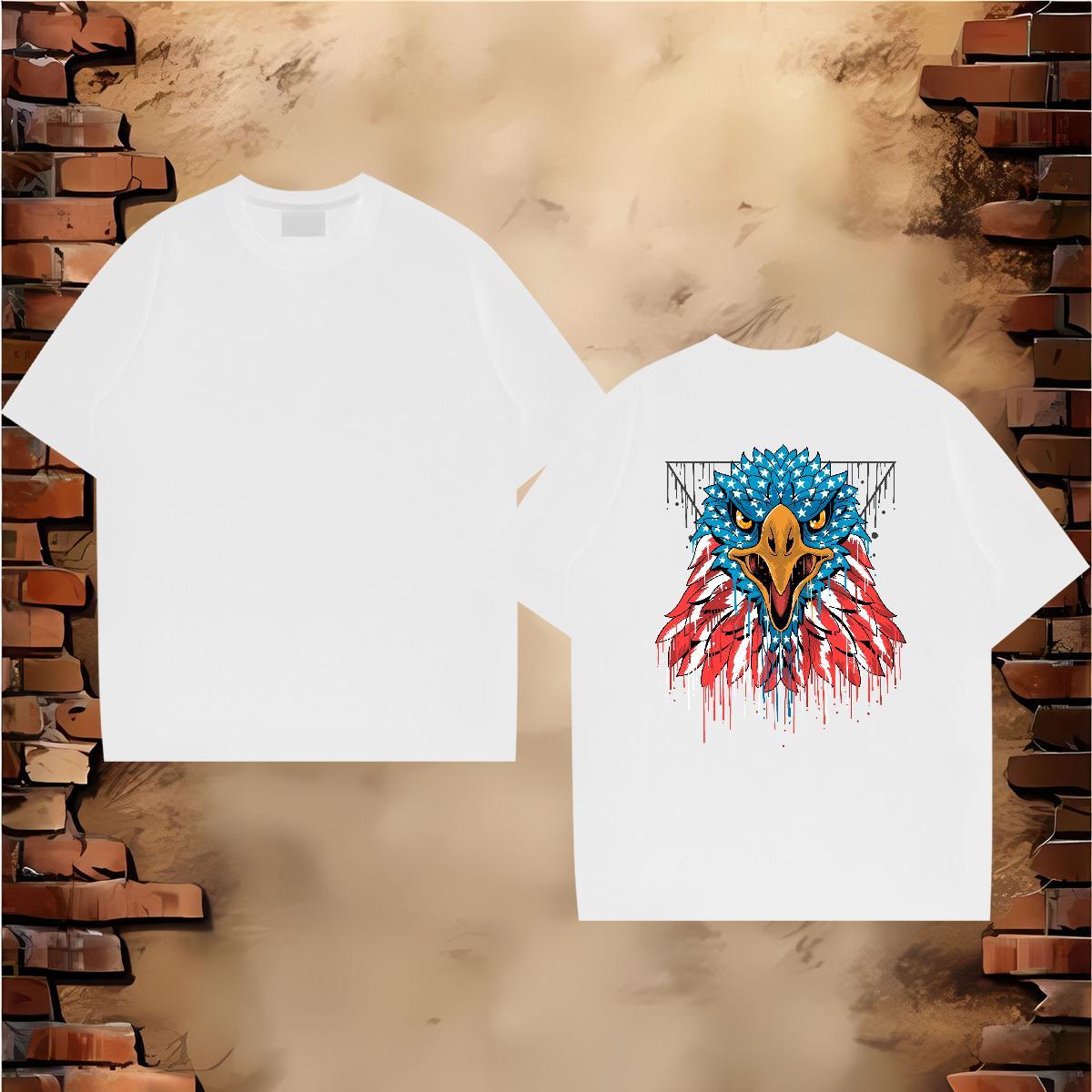 Classic Casual T Shirt For Man 230g 100% Cotton eagle High Street Hip Hop Tee Shirt Short Sleeve O-Neck Cool Couples T Shirts DIY Printed