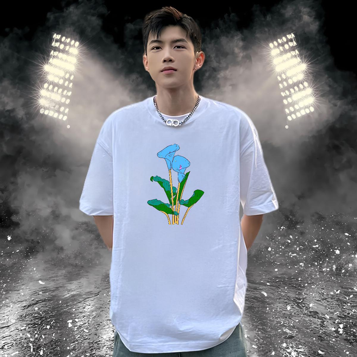 Fashion Man T Shirts 230g Pure Cotton flower Hip Hop Tee Shirt Breathable Crew Neck Classic Tshirt for Man Woman Plus Size Cartoon