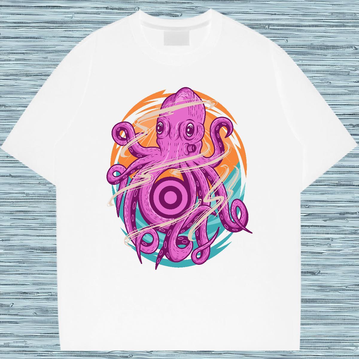 Mens T Shirts 230g Pure Cotton octopus Sport Breathable Short Sleeve Black Oversized Mens Tshirts Casual New Unisex Tops