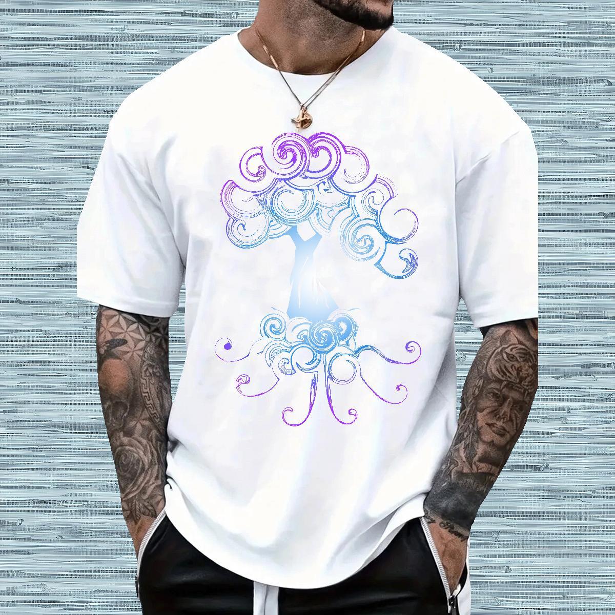 New Designer T Shirts Men 230g 100% Cotton tree Street Wear Tops Pure Cotton Loose Fit Men Tshirts Anime Print