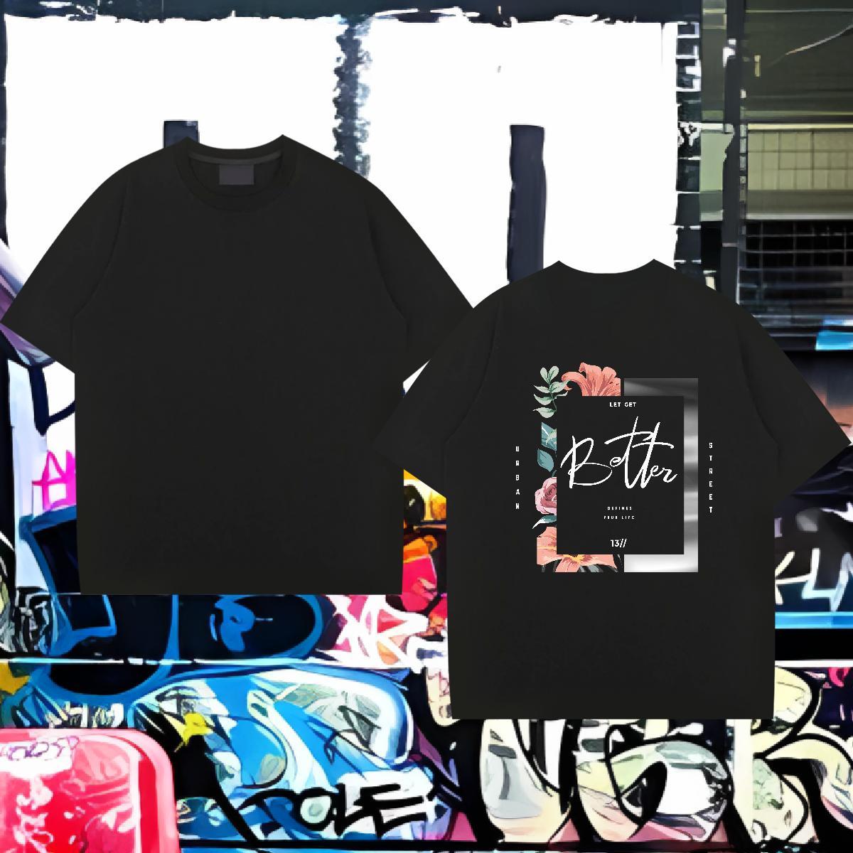 Factory Direct T-Shirts for Men 230g 100% Cotton flower Anime Printing Street Polos Breathable Short Sleeve Unisex Couples T Shirts Customized Print