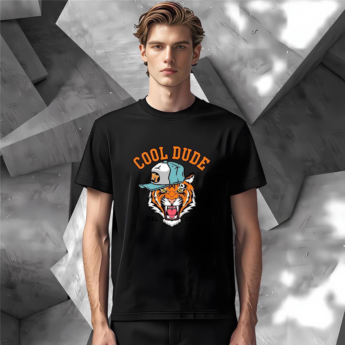 Free Shipping Men Tees 100% Cotton 230g tiger Men T Shirts Street Casual Crew Neck Breathable Oversized 3XL 4XL Fashion New Clothings