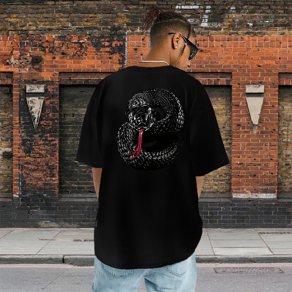 New Mens T Shirts 230g Cotton snake Hip Hop Street Tees O-Neck Short Sleeve Designer Men Tops Tees Graphic
