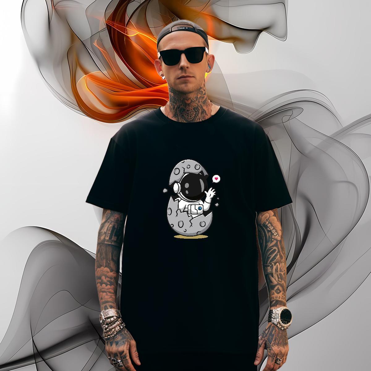 T Shirts Men 230g Cotton universe Spring Summer Breathable Short Sleeve Cartoon Print Couples T Shirts Wholesale Popular Tees