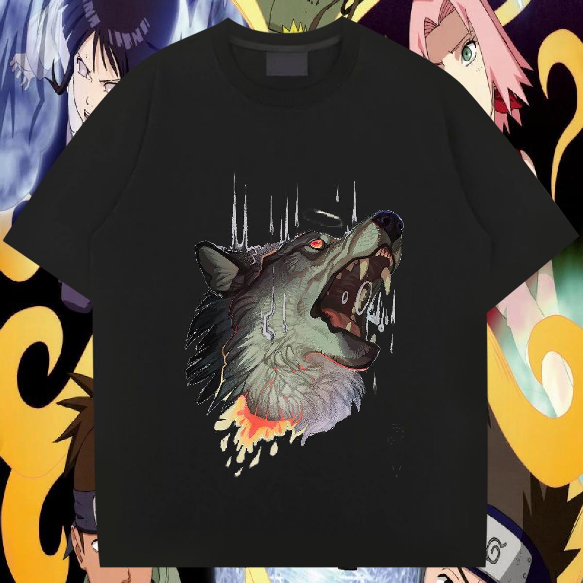 Fashion Design T Shirts Men 230g Pure Cotton wolf Hip Hop Street Tops Shirt Short Sleeve O-Neck Loose Fit Couples T Shirts Customized Print