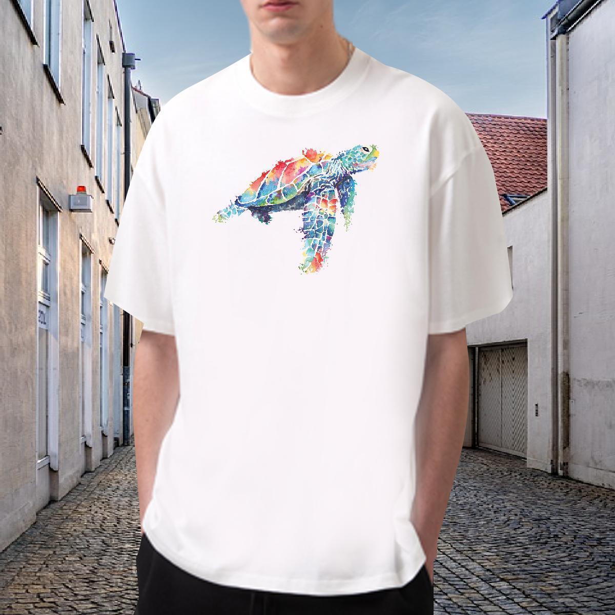 Free Shipping T Shirts Men 230g 100% Cotton tortoise Street wear Hip Hop Clothes Round Neck Short Sleeve Designer Men Tshirts Custom Anime