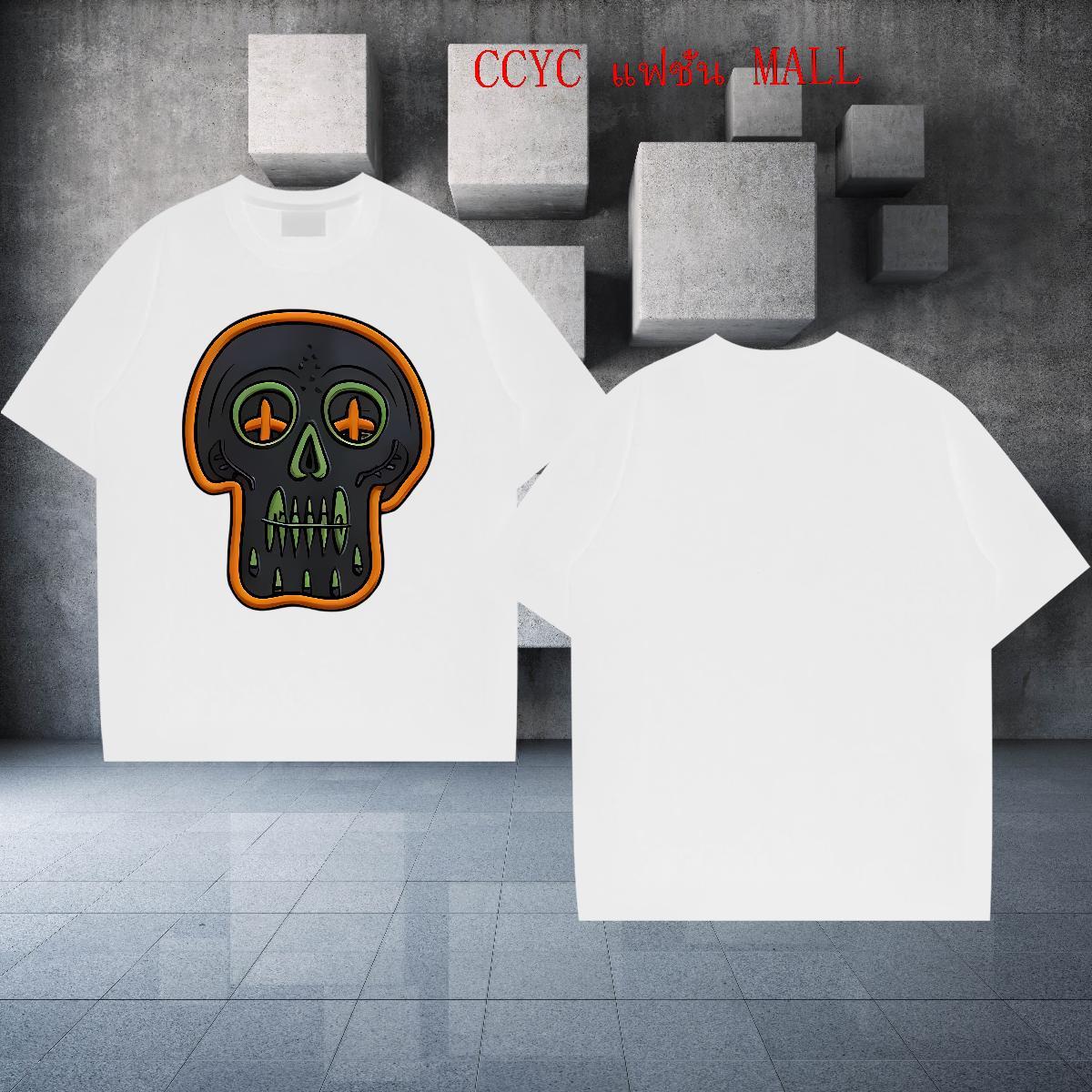 Customized Man T Shirts 230g Cotton halloween Street Polos Crew Neck Breathable Loose Men Tops Tees White Plus Size