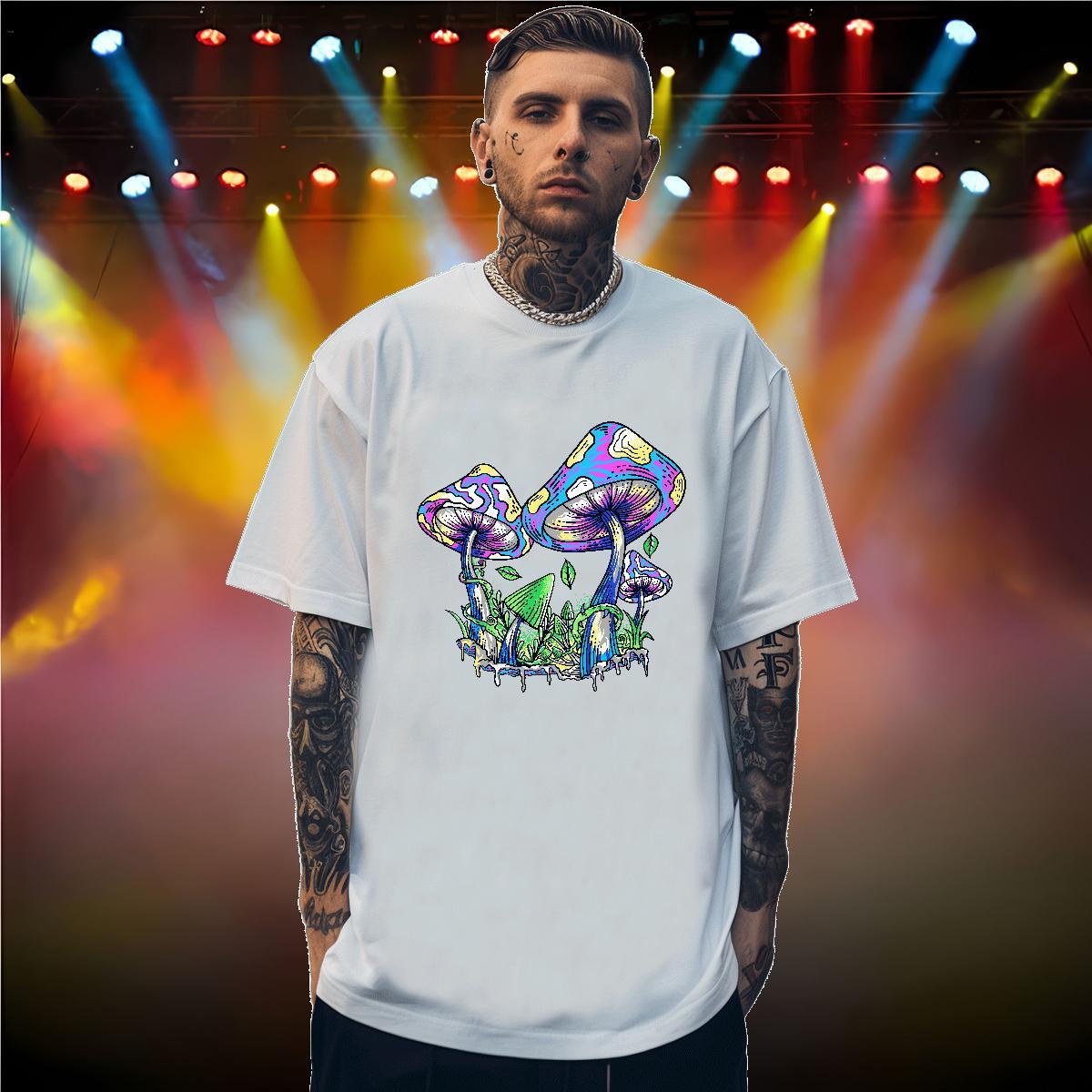 T Shirt For Man 230g Cotton mushroom Street wear Hip Hop Crew Neck DIY Logo Oversized Mens Tshirts Designer Fashion Cool Clothings