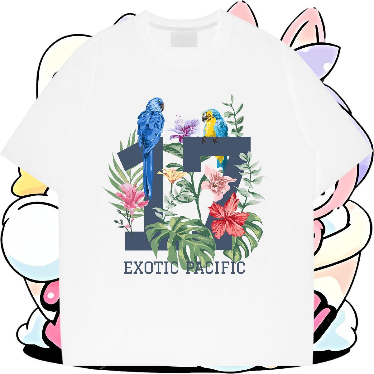 Female T shirt Breathable Short Sleeve Women Tees Custom Printing bird Street 100% Cotton 230g Classic Tshirts