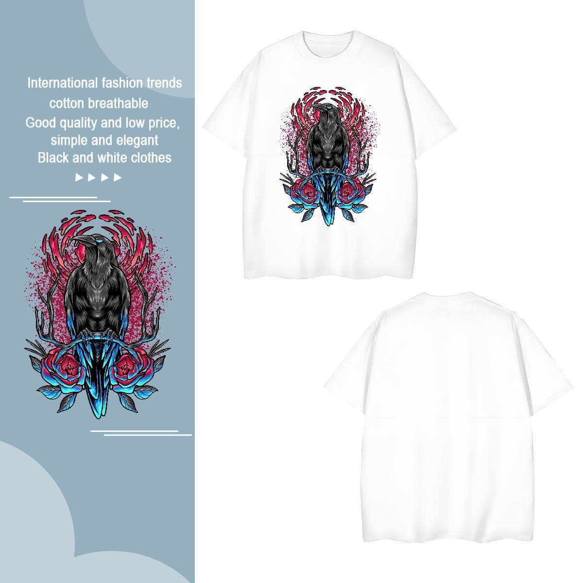 T Shirt For Man 230g Cotton eagle Casual Crew Neck Breathable Customized Men Clothes T-Shirt Brand Loose Fit Tees Shirts