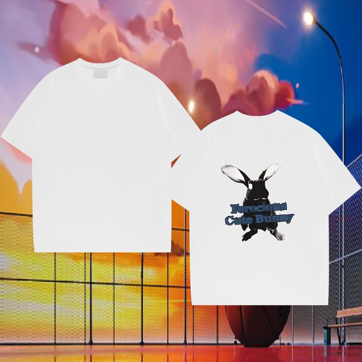 Designer Men T Shirts 230g Pure Cotton rabbit Outdoor Tops Shirt Short Sleeve Soft High Quality Men Tshirts Anime