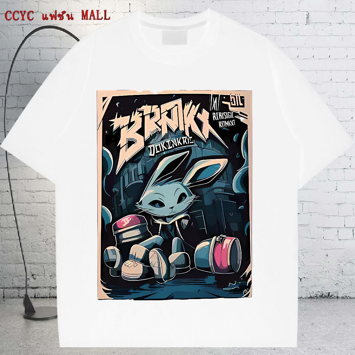 Free Shipping T shirt Short sleeve Soft Womens Tshirts Cartoon Print rabbit Hip Hop Street 230g Cotton Fashion Clothes