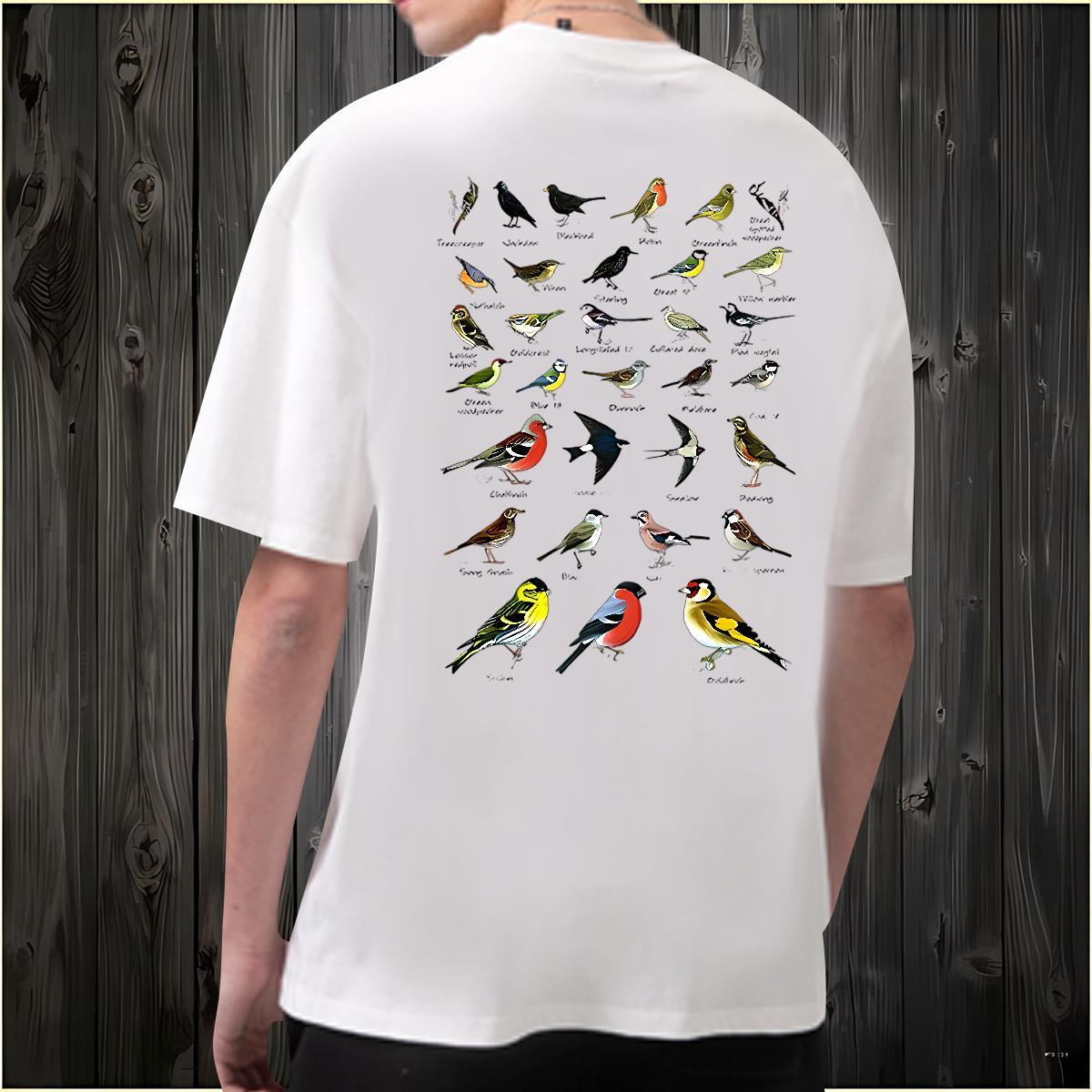 Fashion New Men T Shirts 230g Pure Cotton bird Beach Top Tees Crew Neck Designer Men Tees DIY