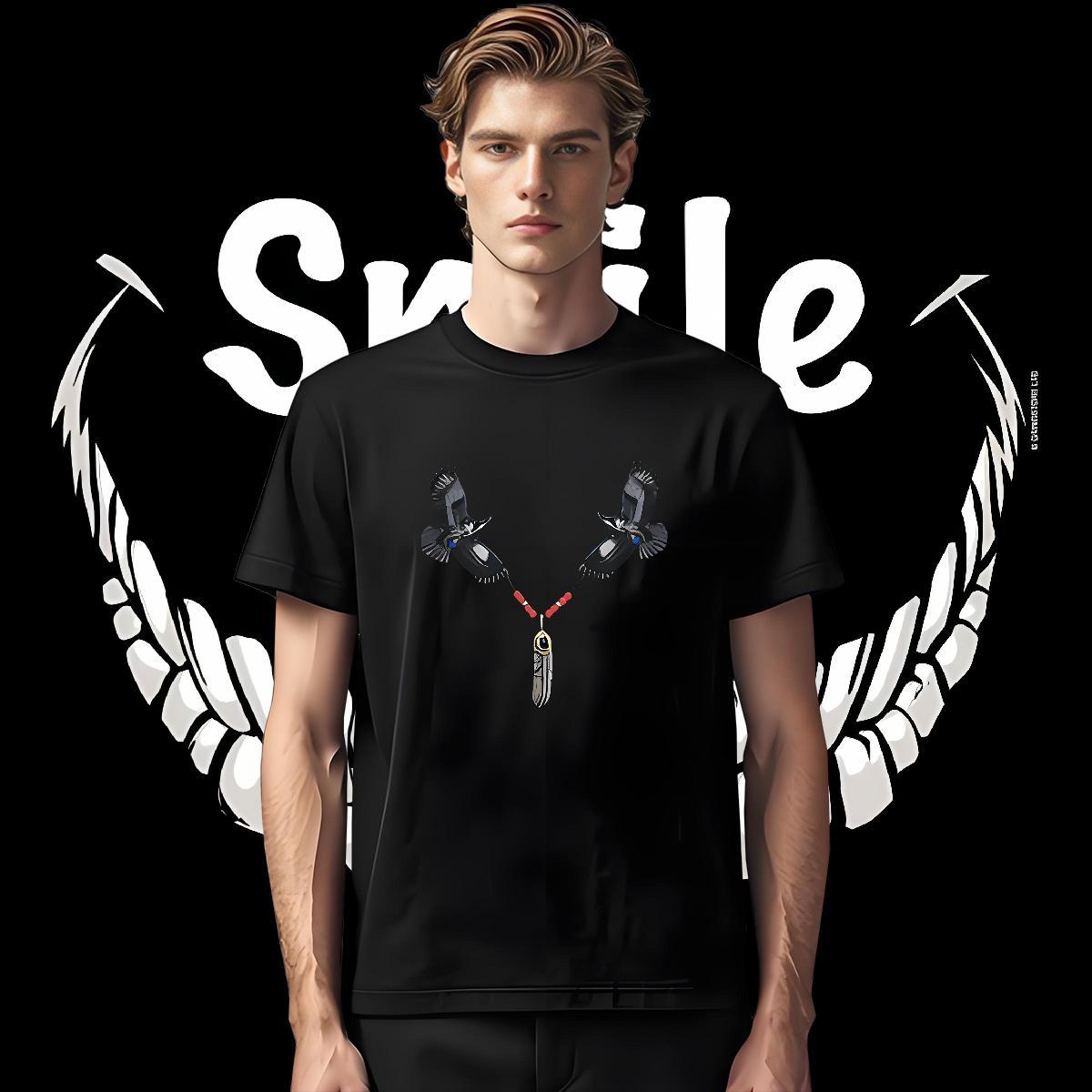 Classic Casual Man T Shirts 100% Cotton 230g eagle Outdoor Tee Shirt Crew Neck Breathable Designer Men Clothes T-Shirt DIY Printed