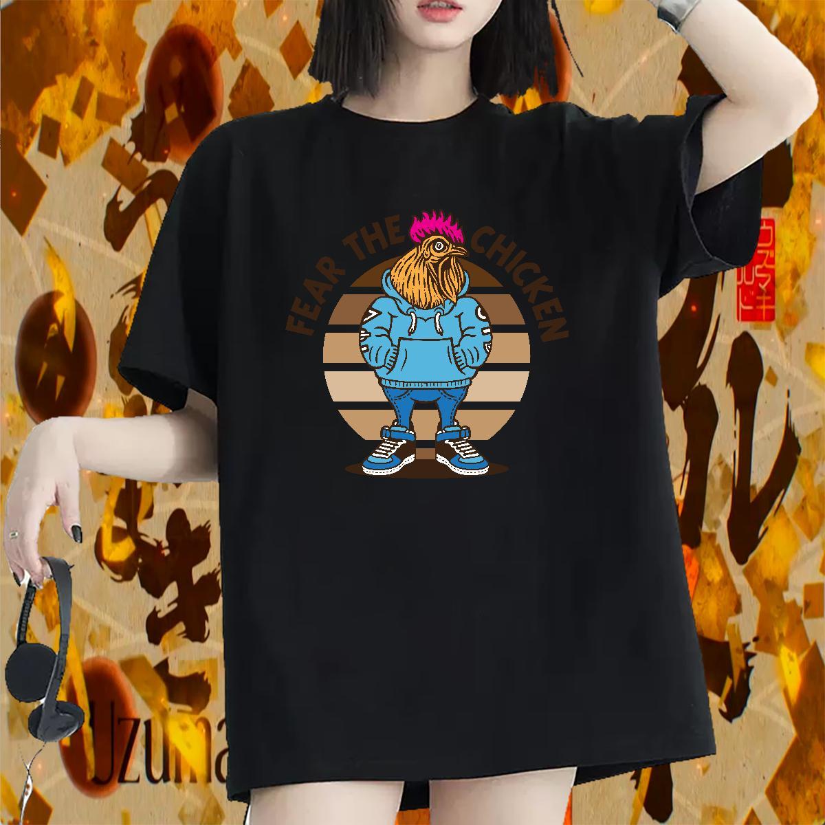 Designer Womens T Shirts Breathable Women Tshirts DIY Anime Printed chicken Street 100% Cotton 230g Factory Direct Tops Shirt