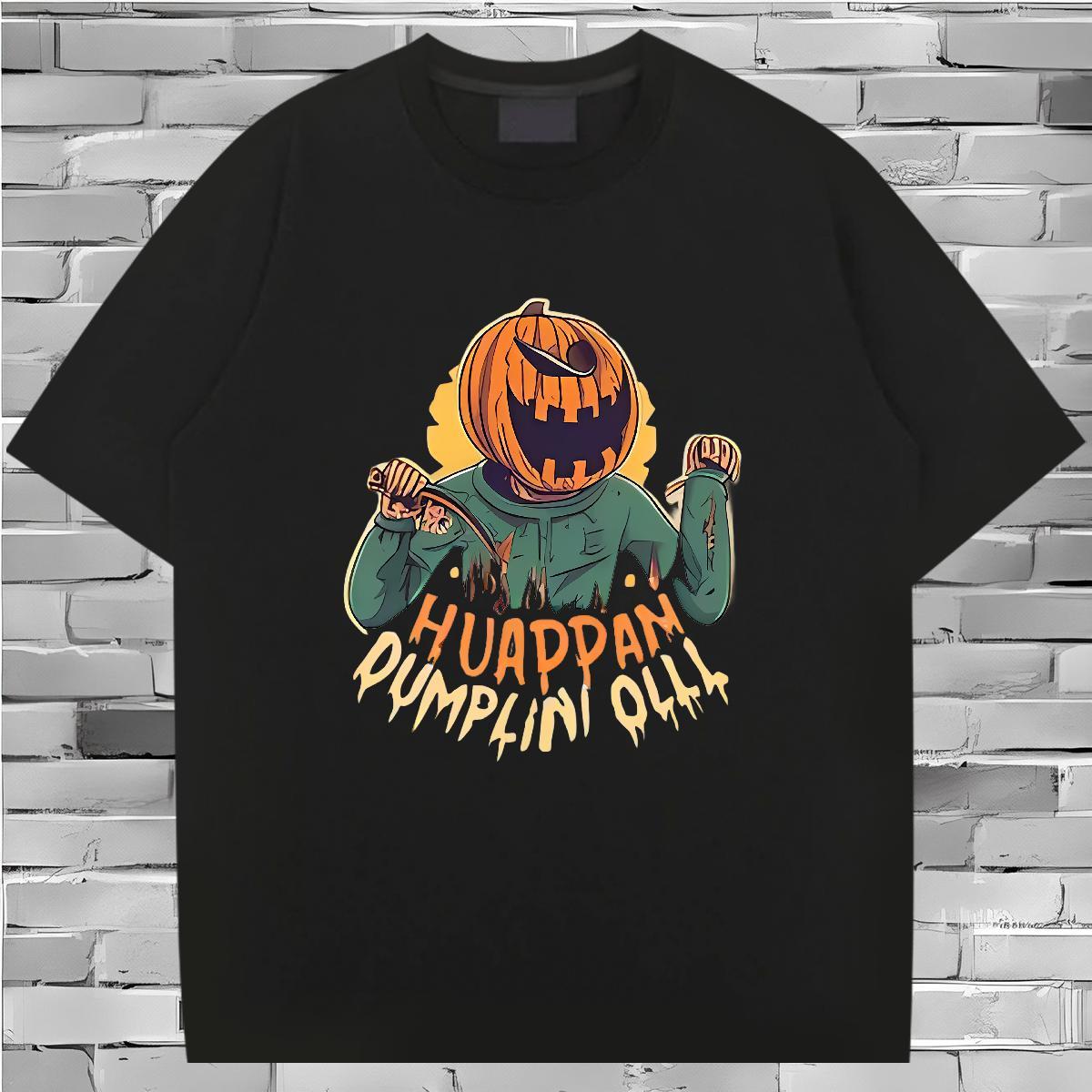 Designer T-Shirts 230g Pure Cotton pumpkin Outdoor Clothes O Neck Short Sleeves Wholesale Tshirt for Man Woman DIY Logo Oversized