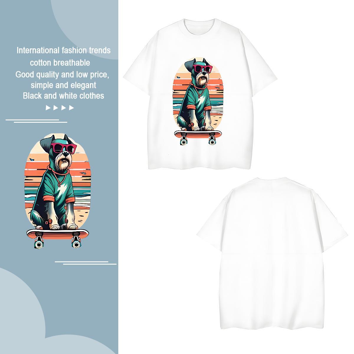 T Shirts Men 230g Pure Cotton dog Street wear Hip Hop Breathable Short Sleeve DIY Men Tshirts Designer Fashion Wholesale Tees