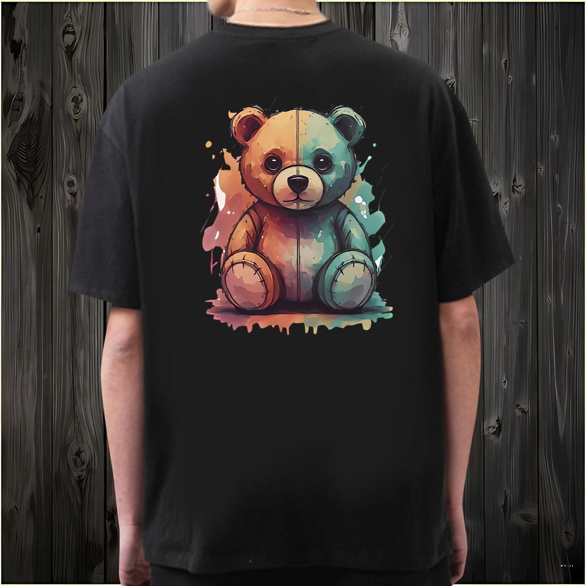 Free Shipping T Shirts Men 230g Cotton bear Spring Summer Top Tees Breathable Crew Neck Cool Couples T Shirts Black White