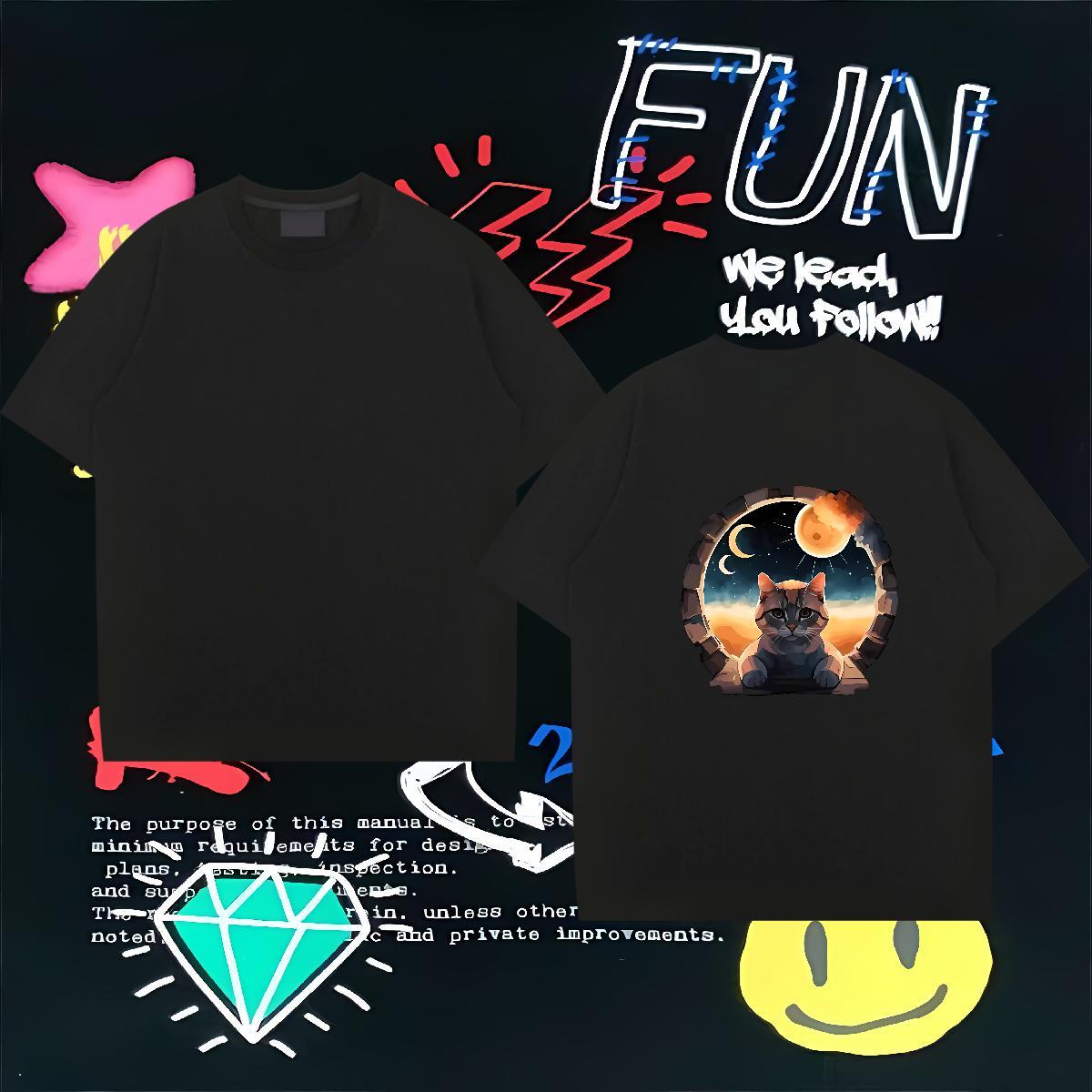 2024 T shirt 230g 100% Cotton Casual Daily Wear Clothes Round Neck Short Sleeve Cool Couples T Shirts DIY Printed