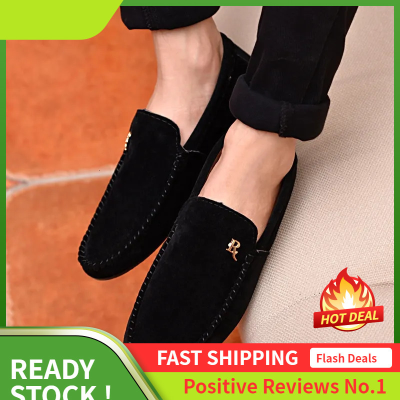 S Ddmysports Men Loafers Korean Trendy Men Casual Low Top Cloth Lazy Kick Ins Beanie Driving Shoes Non Slip And Simple Black Outdoor Shoes hoes lip im