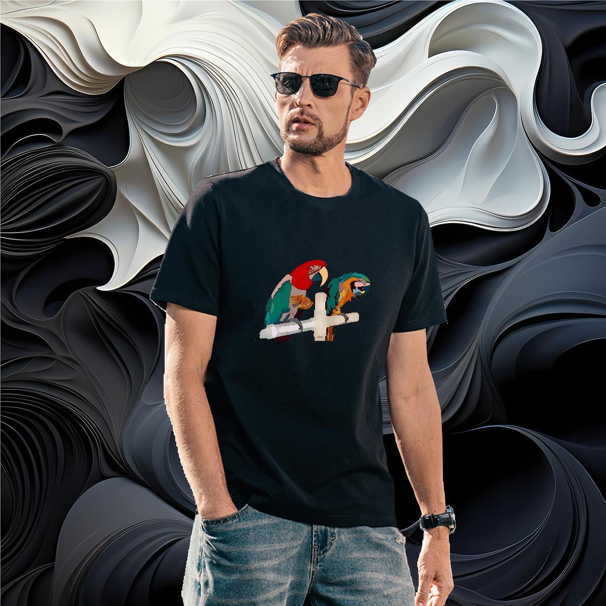 Soft Tshirts 230g 100% Cotton bird Men T Shirts Daily Wear Breathable Short Sleeve Custom Print Oversized DIY Customized Tops