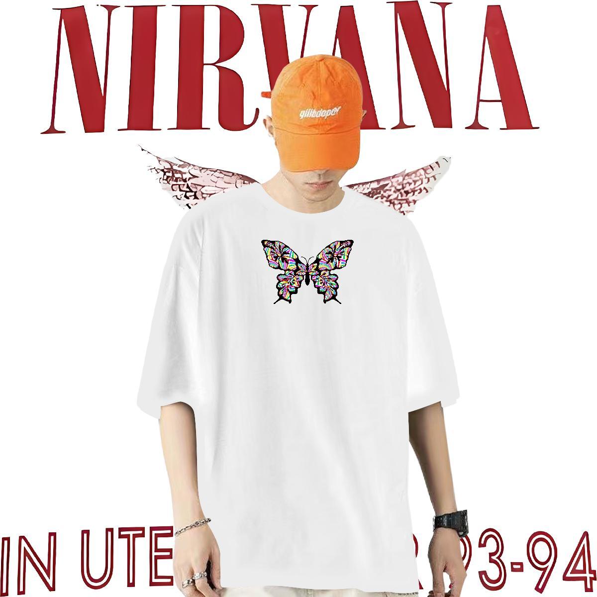 Factory Direct Mens T Shirts 230g Cotton Butterfly Casual Daily Wear Tees Shirts Breathable Crew Neck Designer Men Tops Tees DIY Printed