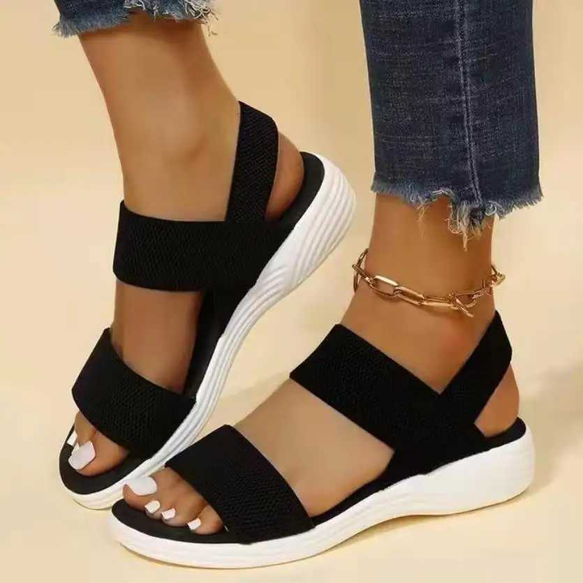 High Quality New Womens Wedge Heel Platform Cozy Sandals Ladies Outdoor Beach Sandals Elastic Band Designer Shoes Sandals Women Summer T241227