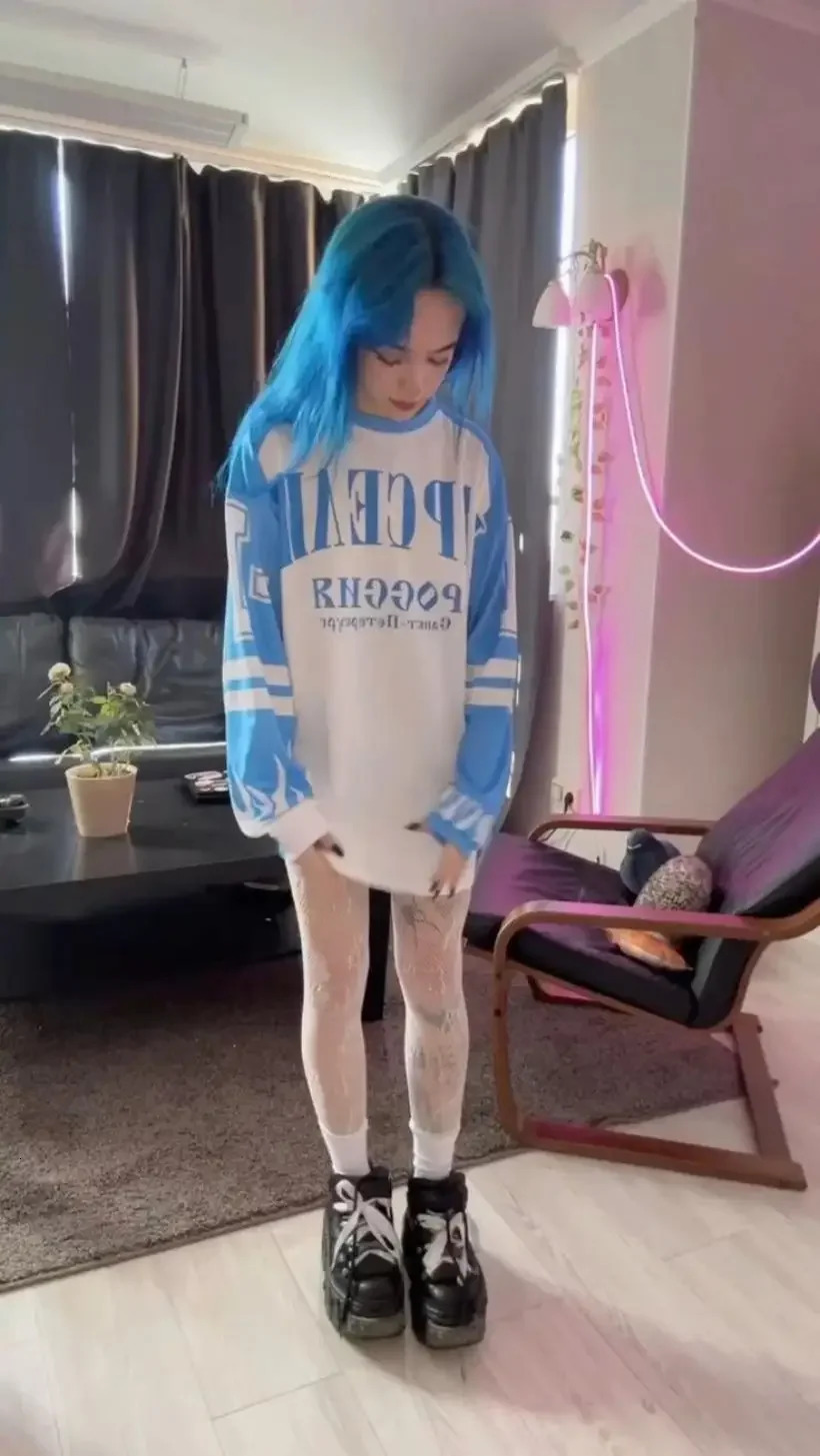 Y2K Gothic fashion hip-hop trend long sleeved hoodie T-shirt street wear casual loose baseball top aesthetic anime clothing 240806