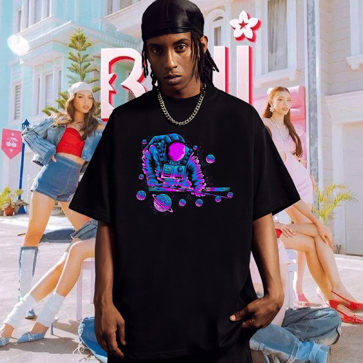 Mens T Shirts 100% Cotton 230g universe Home Outdoor Breathable Crew Neck Oversized 3XL 4XL Tshirts DIY Classic Tops