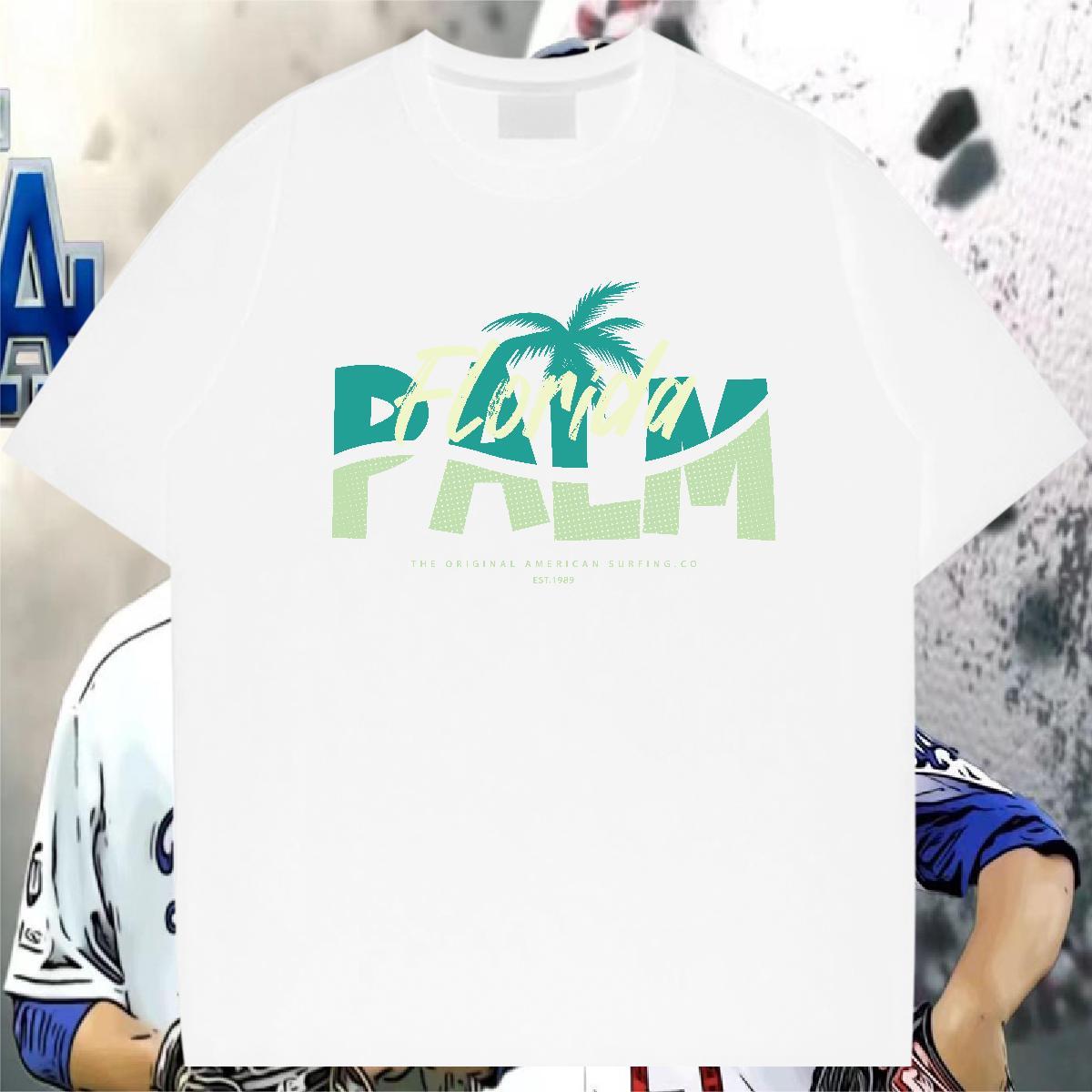 2024 Mens T Shirts 230g Cotton tree Summer Casual Polos O Neck Short Sleeves Cool Couples T Shirts Plus Size Custom