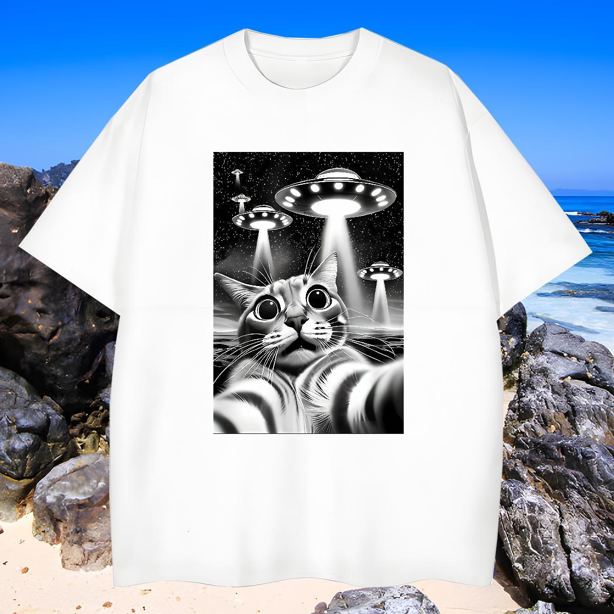 Loose Men Clothes T-Shirt 230g Pure Cotton funny Men T Shirts Street Casual Breathable Short Sleeve Custom Printed 2024 DIY Polos