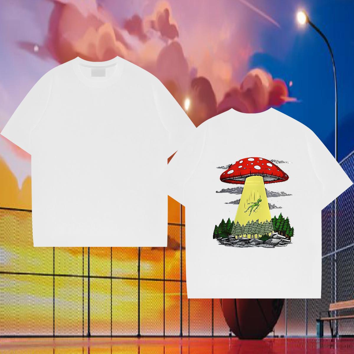 New Arrival T Shirts Men 230g Cotton mushroom Summer Casual Tshirts Breathable Cool Mens Tshirts Asian Size
