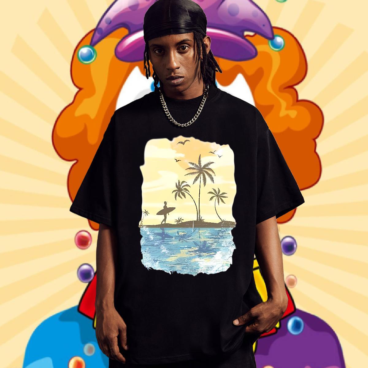 Stylist Men T Shirts 100% Cotton 230g tree Hip Hop Street Tee Shirt Breathable Crew Neck Soft Men Tees Floral Print