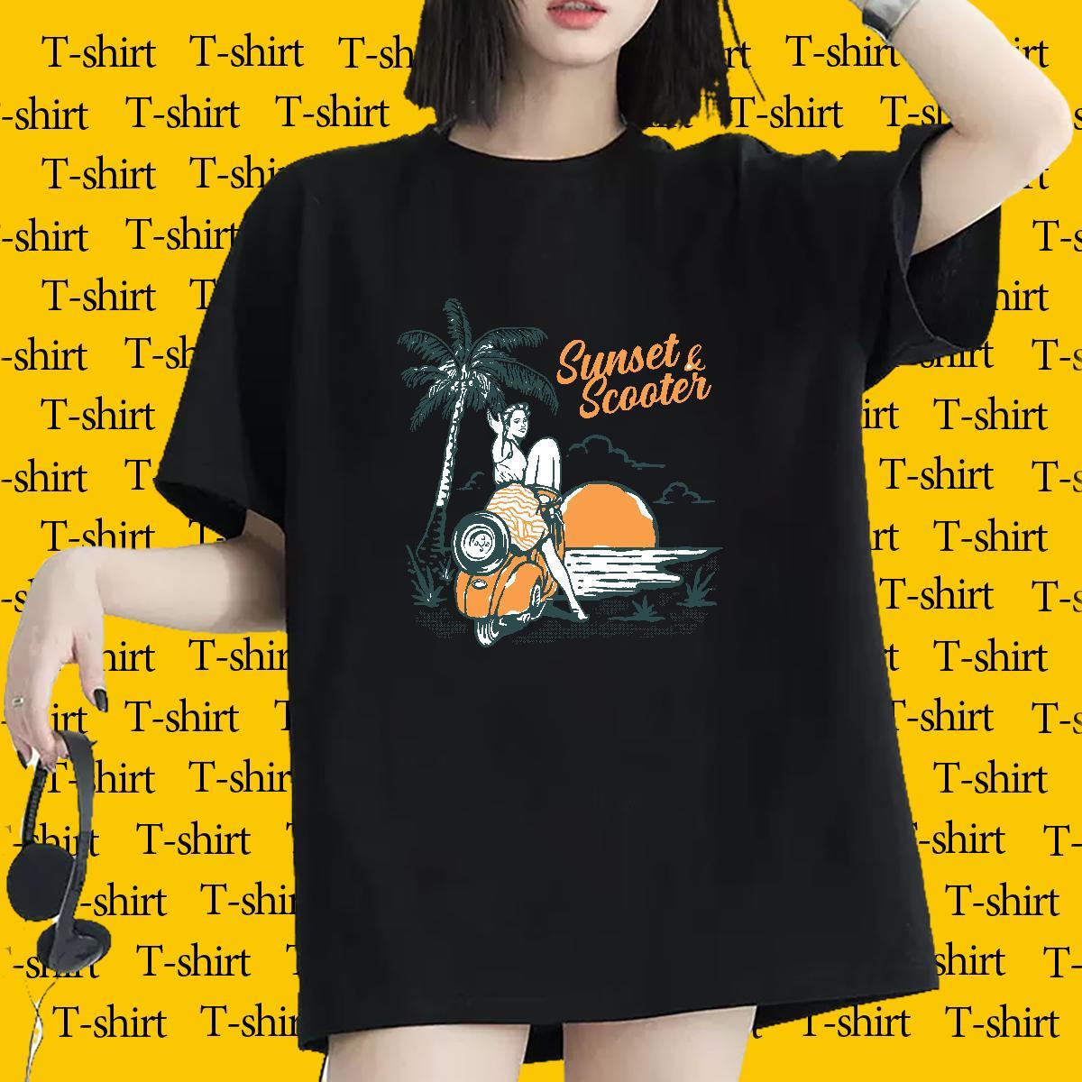 Loose fit Womens T Shirts Breathable Women Tshirts White Plus Size sea Hip Hop 230g Cotton TOP Quality Polos